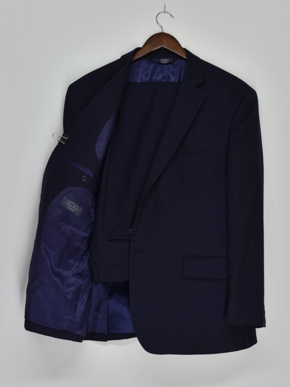 Pronto Uomo Platinum Navy Suit Mens 46 Short Jacket 40 Waist 100% Wool